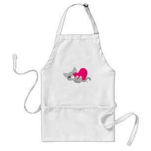 Valentine's Day Grey Kitty White Apron