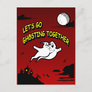 Valentine's Day Halloween Ghosting Together  Holiday Postcard