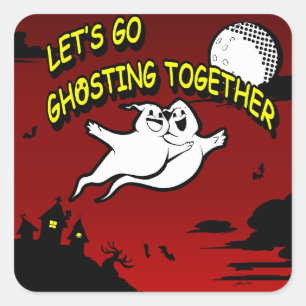 Valentine's Day Halloween Ghosting Together Square Sticker