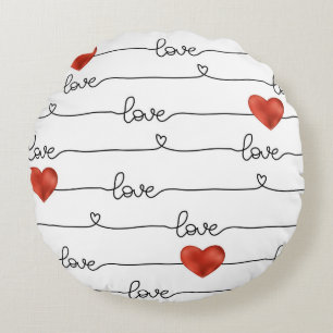 Valentine's Day hand drawn illustration pattern wi Round Cushion