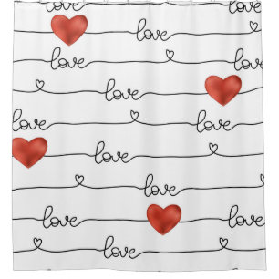 Valentine's Day hand drawn illustration pattern wi Shower Curtain