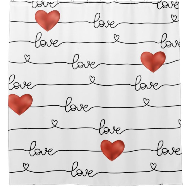 Valentine's Day hand drawn illustration pattern wi Shower Curtain (Front)