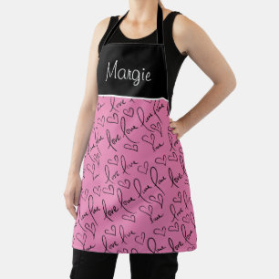 Valentines Day Hand Lettering Love Hearts Name Apron