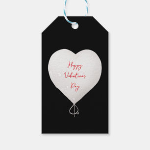 Valentine's Day happy heart custom black white red Gift Tags