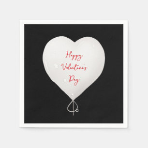 Valentine's Day happy heart custom black white red Napkin