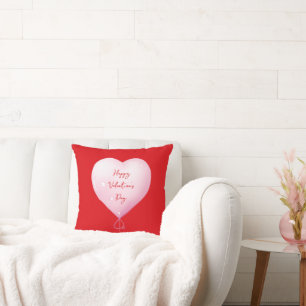 Valentine's Day happy heart custom bright red Cushion