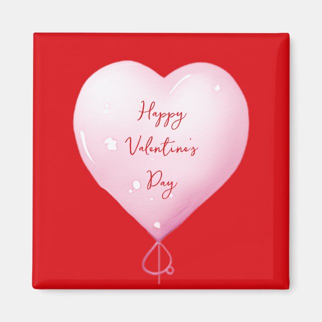 Valentine's Day happy heart custom bright red Magnet (Front)