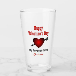 Valentines Day Happy Heart Love Forever Beer Pint Glass