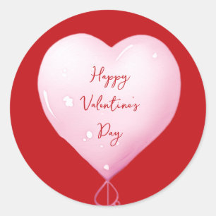 Valentine's Day happy heart pink script Classic Round Sticker
