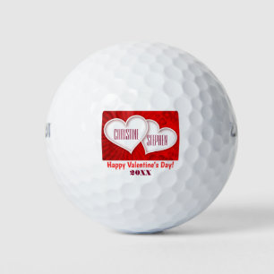 Valentines Day Happy Love Red Hearts Couple Golf Balls