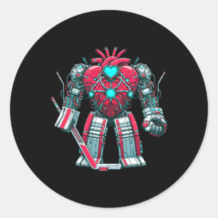 Valentine's Day Heart Ai Robot Ice Hockey Goalie S Classic Round Sticker