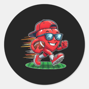 Valentines Day Heart American Football Boys Men Ki Classic Round Sticker