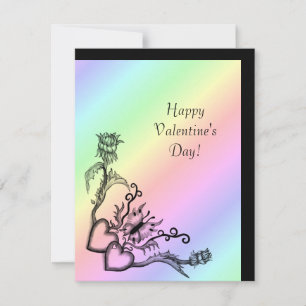 Valentine's Day - heart and butterfly on Rainbow Holiday Card