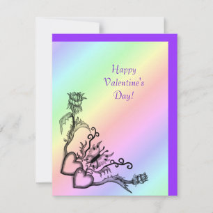 Valentine's Day - heart and butterfly on Rainbow Holiday Card