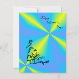 Valentine's Day - heart and butterfly on Rainbow Holiday Card