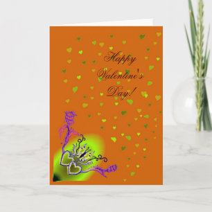 Valentine's Day - heart and butterfly on Rainbow Holiday Card