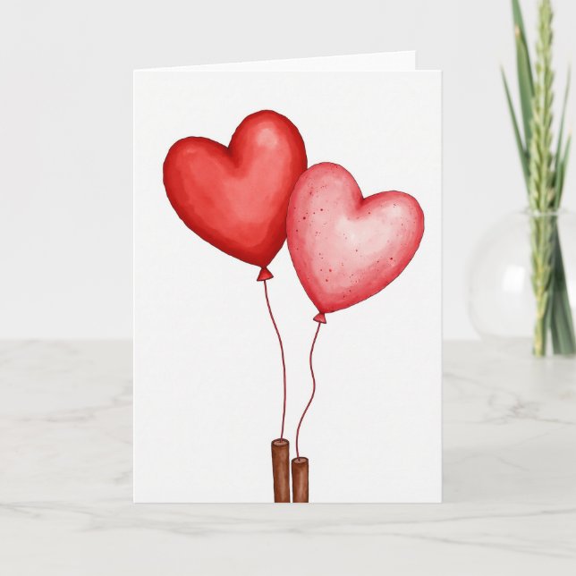 Valentines Day Heart Balloons Card (Front)