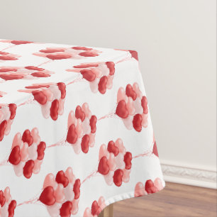 Valentines Day Heart Balloons Decor Tablecloth