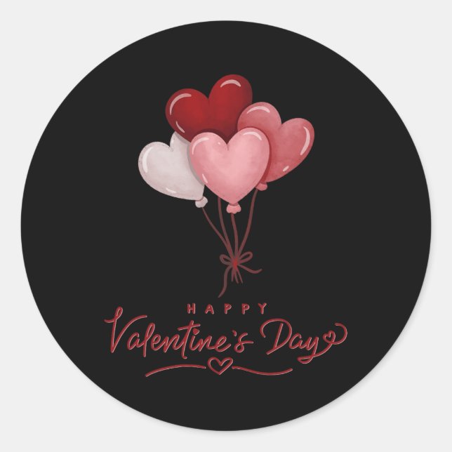 Valentines Day Heart Baloons  Classic Round Sticker (Front)