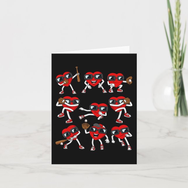 Valentines Day Heart Baseball Boys Kids  Card (Front)