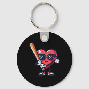 Valentines Day Heart Baseball Boys Toddler Kids Yo Key Ring