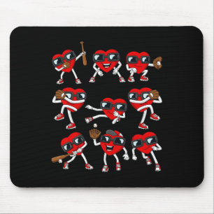 Valentines Day Heart Baseball Hitter Pitcher Fun B Mouse Mat