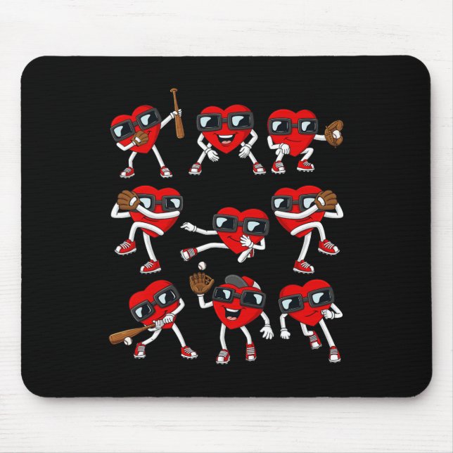 Valentines Day Heart Baseball Hitter Pitcher Fun B Mouse Mat (Front)