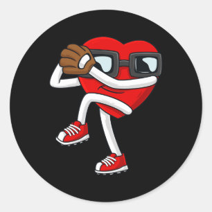 Valentines Day Heart Baseball Pitcher Fun Boys Gir Classic Round Sticker
