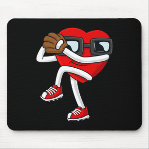Valentines Day Heart Baseball Pitcher Fun Boys Gir Mouse Mat