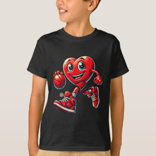 Valentines Day Heart Basketball Boys Girls Kids Me T-Shirt