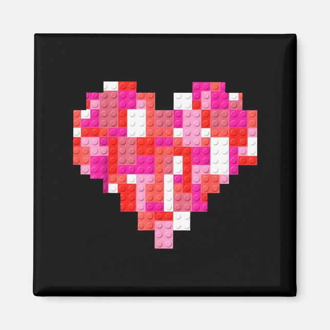 Valentines day heart blocks bricks boys toddles magnet (Front)