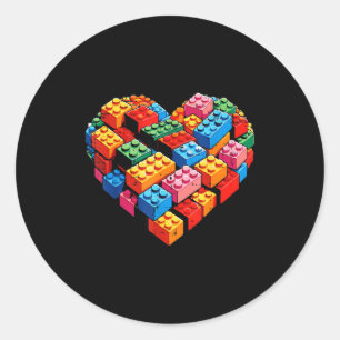 Valentines Day Heart Building Blocks Bricks Boys K Classic Round Sticker