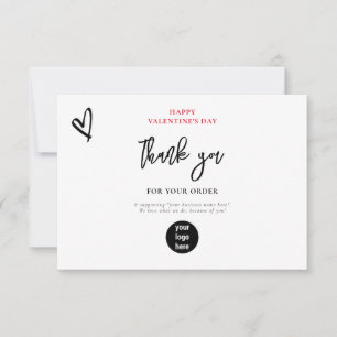 Valentine's Day Heart Business Thank You Logo  Card