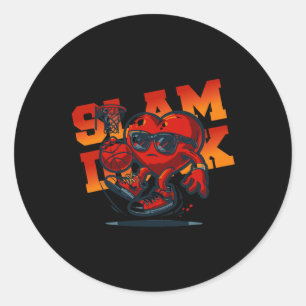 Valentines Day Heart Bysketll Slam Dunk Men Women Classic Round Sticker
