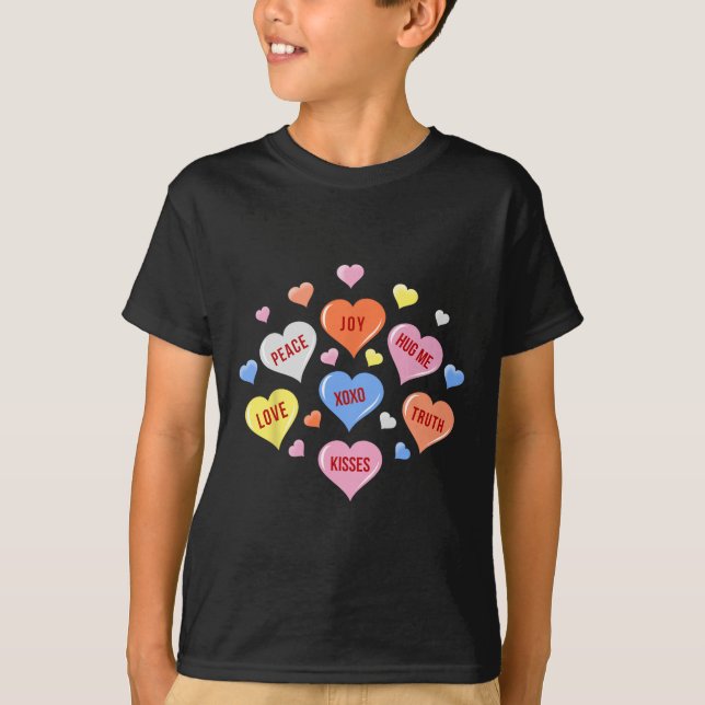 Valentine's Day Heart Candy Boys Girls Kids  T-Shirt (Front)