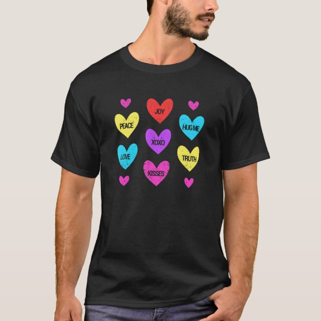 Valentine's Day Heart Candy  Matching Couples Love T-Shirt (Front)