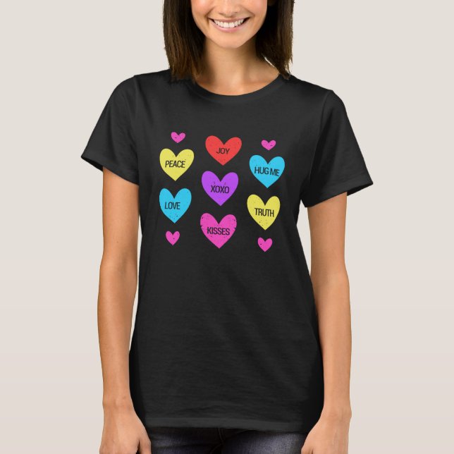 Valentine's Day Heart Candy  Matching Couples Love T-Shirt (Front)