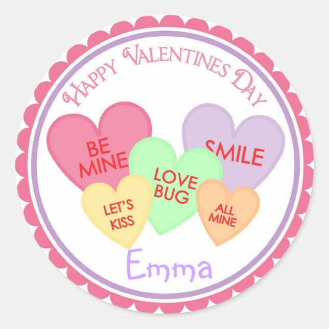 Valentines Day Heart Candy Stickers (Front)