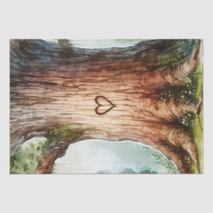 Valentine's Day Heart Carved in Tree Decoupage Tissue Paper