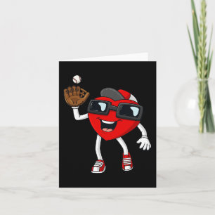Valentines Day Heart Catching A Baseball Fun Boys Card