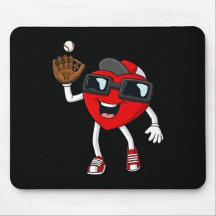 Valentines Day Heart Catching A Baseball Fun Boys Mouse Mat