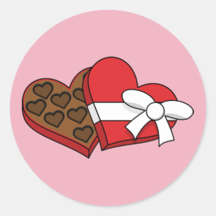 Valentine's Day Heart Chocolate Box Classic Round Sticker