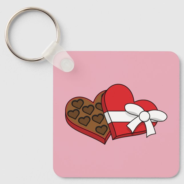Valentine's Day Heart Chocolate Box Key Ring (Front)