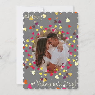 Valentine's Day, heart confettis and ballons Holiday Card