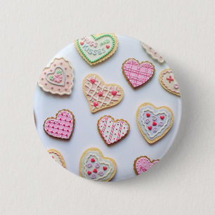 Valentine's day heart cookies 6 cm round badge