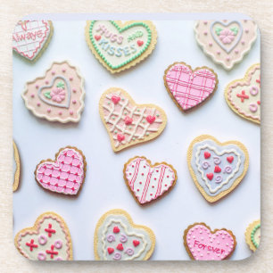 Valentine's day heart cookies coaster