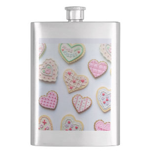 Valentine's day heart cookies hip flask