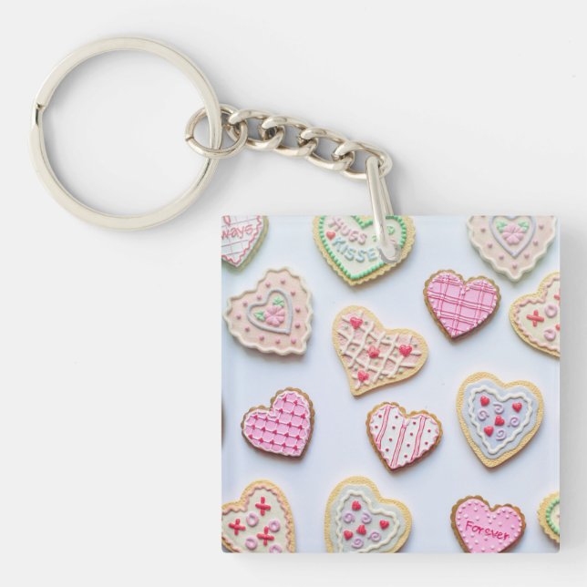 Valentine's day heart cookies        key ring (Front)