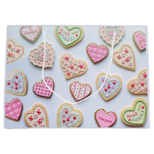 Valentine's day heart cookies large gift bag