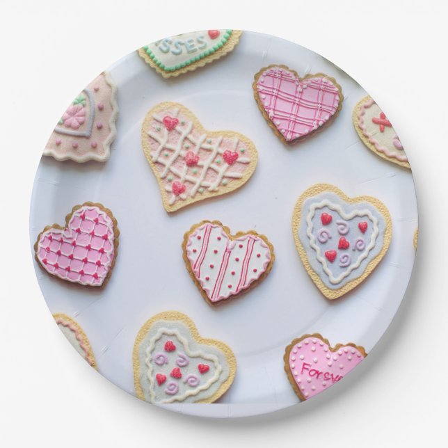 Valentine's day heart cookies        paper plate (Front)